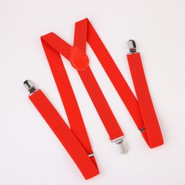 VPbao Y-type Suspenders, Unisex, Wide Type with Stability, Men's, Women's, Kids, Casual, 1.0 inches (2.5 cm), Red, 1" Wide Red