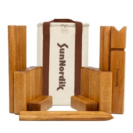 SunNordik Rubber Wood Kubb Yard Game Set for Kids & Beginner