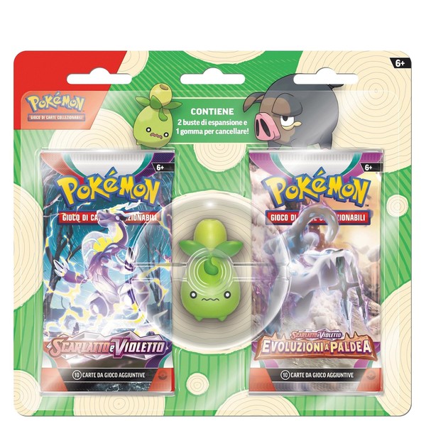 Pokémon Smoliv - Eraser with Pokémon and Two Expansion Sleeves - Italian Edition