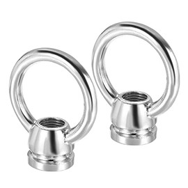 MECCANIXITY Eye Nut 15kg Max Load 36x43mm M10 Thread Ring Shape Female Loop for Hanging Lamp Chandelier, Chromium Color Pack of 2
