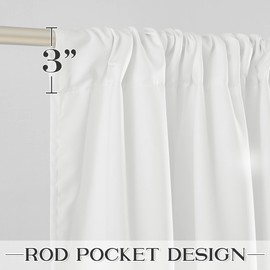 StangH White Ruffle Curtains for Bedroom 84 inches Long, Shabby Chic Ruffled Faux Silk Curtains for Living Room/Nursery Kids Room, Luxury Home Decoration for Backdrops, W52 x L84, 2 Panels