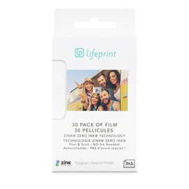 Lifeprint 30 pack of film for Lifeprint Augmented Reality Photo AND Video Printer. 2x3 Zero Ink sticky backed film (PH03) - White