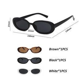 KRYMSON 3 Fashion Sunglasses For Women Oval Sunglasses Retro Sunglasses Funny Sunglasses 90s Style Sunglasses Party Sunglasses, multicoloured