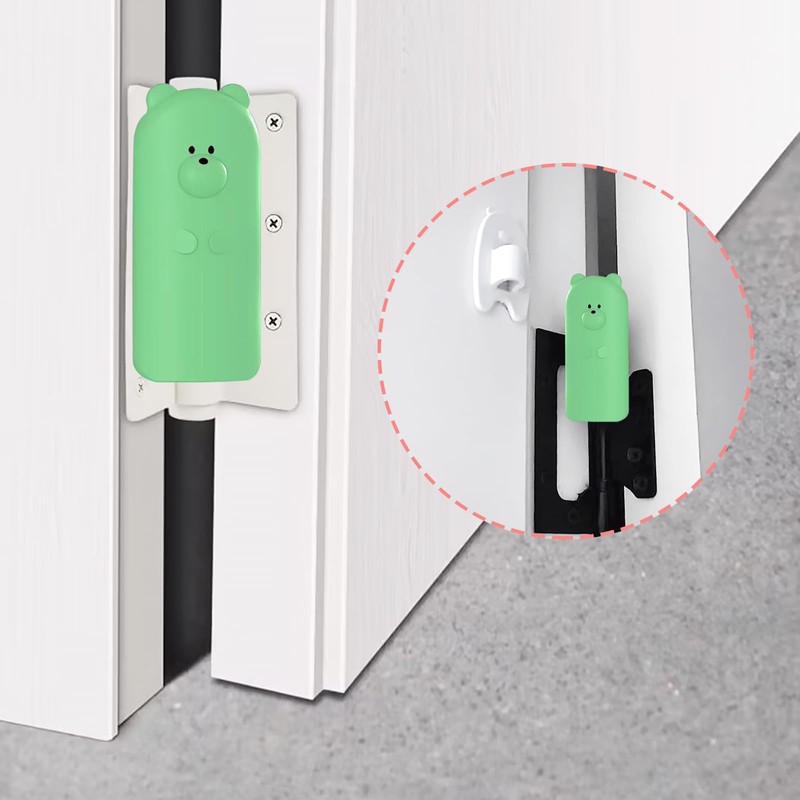 Door Pinch Guard,Slam Stoppers,Soft Stopper Hinge,Hanging Rubber Wedge,Green,2PCS