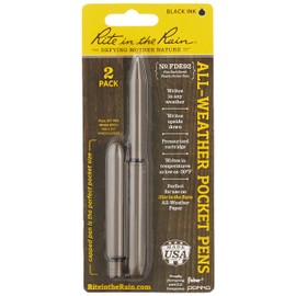 Rite in the Rain All-Weather EDC Pen, Flat Dark Earth Pokka 2-Pack, Black 0.8mm Ink, Fine Point (No. FDE92)