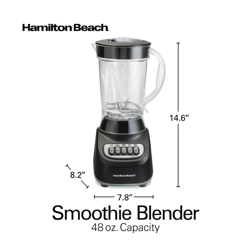 Hamilton Beach Smoothie Blender, 48 oz. Jar, Stainless Steel Blade,