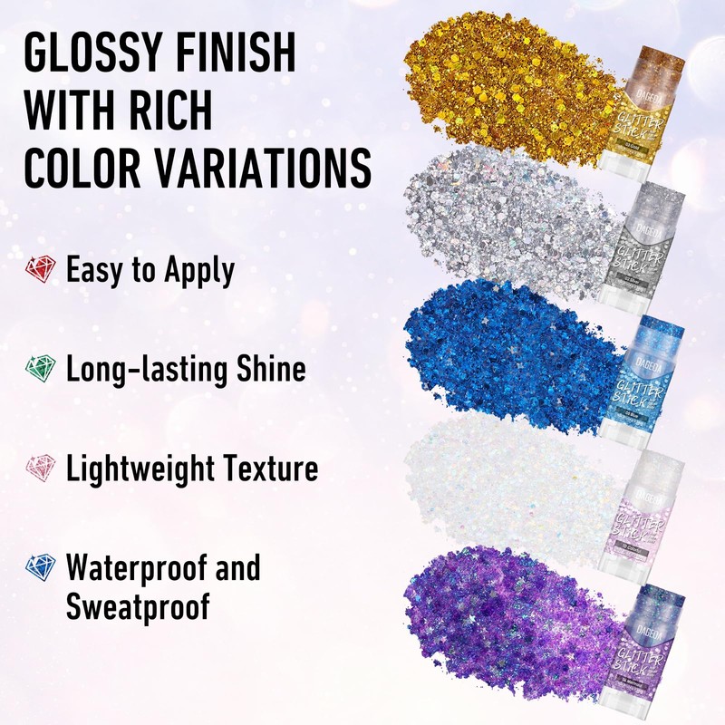 Halloween Body Glitter Stick, Hair Face Glitter Makeup Accessories