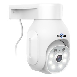 Hiseeu Wireless Camera Outdoor, 5MP WiFi Security Camera Color Night Vision, Pan/Tilt, Auto Tracking, Motion Detection, Siren/Light Alarm, 2-Way Audio, IP66 Waterproof, No Monthly Fee