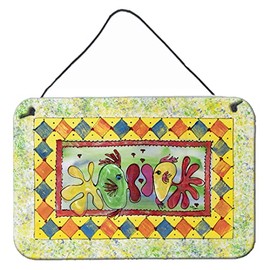 Caroline's Treasures 8074DS812 Kissing Fish Wall or Door Hanging Prints Aluminum Metal Sign Kitchen Wall Bar Bathroom Plaque Home Decor, 8x12, Multicolor