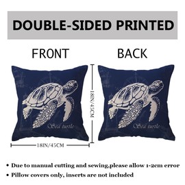 ULOVE LOVE YOURSELF Coastal Decorative Pillowcase 18x18 Inch Blue Ocean Nautical Background Double-Sided Seaturtle Cushion Covers Beach House Decorations for Patio Porch Couch Sofa