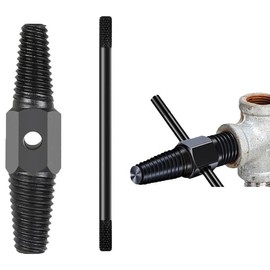 LinaLife Rod for 1/2" 3/4" Pipe Tube Double Head Tap Faucet Valve Screw Extractor Set Damaged Broken Wire Water Pipe Bolt Remover Plumbing Tools Set