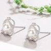 Salanda 925 Sterling Silver Encircle Pearl CZ Stud earrings ,White