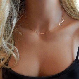 Cosol Silver Sideways Infinity Necklace 925 Sterling Simple Dainty Chain Rose Gold Color