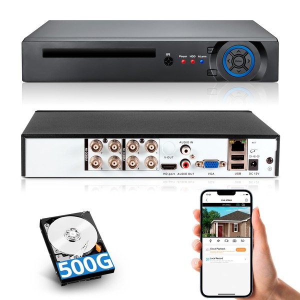Fuers H.265+ 5MP 8 Channel CCTV DVR Recorder with 500G