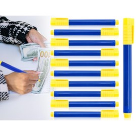 ZoeTekway Pack of 10 Banknote Checker Pen, Tester Fake Banknotes, Detection Banknote Pen, Test Pen, False Money Pen, Banknote Checker for US Dollar, Euro, Pound, Yen (Blue, 132 x 12 mm)