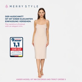 Merry Style MS10-402 Women's Knee-Length Petticoat Midi Length Adjustable Straps, beige