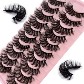 False Eyelashes, 10 Pairs, 7D Artificial Eyelashes Set, Natural Look, Reusable, Dramatic Eyelashes, Handmade Mink Eyelashes (7D31)
