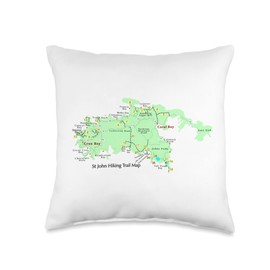 U.S. Virgin Islands Saint John Hiking Trail Map Hiker Gear Throw Pillow