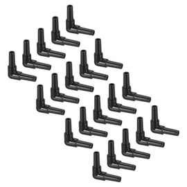 sourcing map 20Pcs Aquarium Air Valve Connector, Plastic Inline Tubing L-shaped Non-return Valves for 4mm ID Airline Tubing Fish Tank Pond Air Line, Black