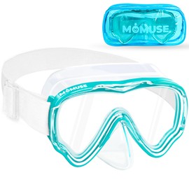MOMUSE Children's Diving Goggles with Soft Fabric Strap, Swimming Goggles with 3D Nose Cover, Diving Mask, Anti-Fog & Shatterproof Lens, Snorkel Mask for Boys Girls 3-14 Years