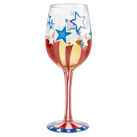 Enesco 6005672 Designs by Lolita Land of the Free Artisan Wine Glass, 15 Ounce, Multicolor
