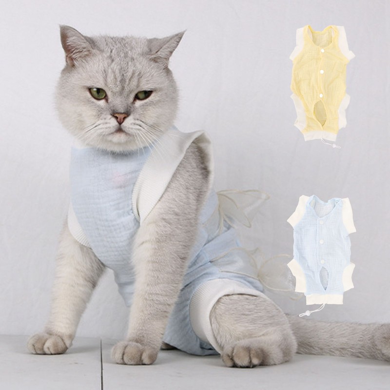 Cat Recovery Suit Breathable Prevent Licking Wound Protection Cat Postoperative