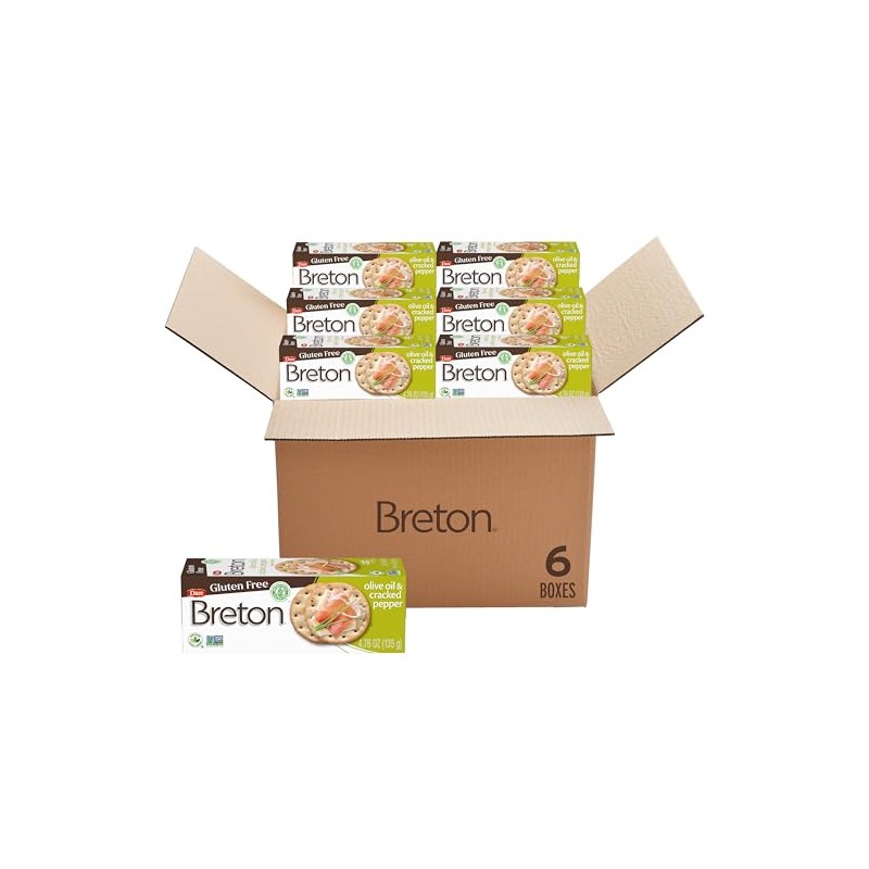 Breton Gluten Free Olive Oil and Cracked Pepper Crackers Bulk