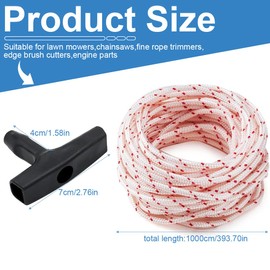 Pull Cord for Lawnmower, 1 Set Recoil pull cord starter rope, 10 Meters 3mm Chainsaw Rope Replacement, for Recoil Starter Chainsaw Lawn Mower Trimmer