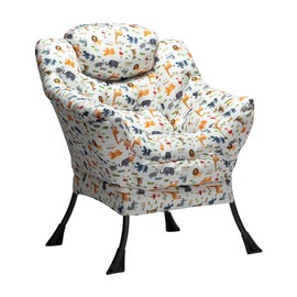 HollyHOME Modern Velvet Fabric Lazy Chair, Accent Contemporary Lounge Chair, Single Steel Frame Leisure Sofa Chair with Armrests and A Side Pocket, Thick Padded Back, Animal Print