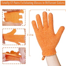 Shower Gloves,24 Pcs Exfoliating Bath Gloves,Body Scrub Gloves with Hanging Loop for Beauty Spa Massage Skin Shower Body Scrubber-12 Colors