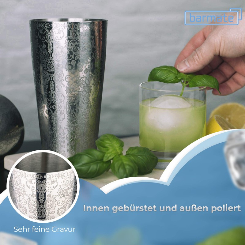 barmate Cocktail Shaker Stainless Steel Professional Boston Shaker, High-Quality Bar