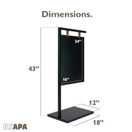 Ilyapa Metal Double Sided Swinging Chalkboard Sign - 18x43 in, Black Magnetic Sidewalk Sign - A Frame Chalkboard Alternative Menu Board for Restaurant