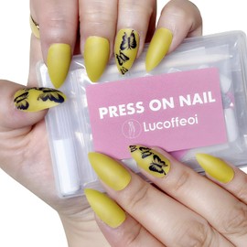 Short Press On Nails,Lucoffeoi 24pcs Acrylic Nails Short Square Nails,Short Square Press On Nails Small Fake Nails Acrylic Full Cover False Adhesive Tabs File Nails Tips for Women Girls Kids