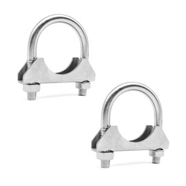 KEVWR 1.5 Inch Stainless Steel Muffler U-Bolt Clamps, 1-1/2 Heavy Duty U-Bolt Exhaust Clamp on Tip Pipes Connection (2-Pack)
