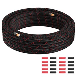 8 Gauge Wire 20FT, Primary Automotive Power or Ground Wire, Battery Cable, Nylon Braided Jacket, Copper Clad Aluminum, Car Audio Amplifier RV Trailer Electrical Wire, with 10 Heat Shrink Tubing, Black