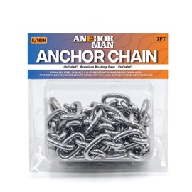 Anchor-Man Stainless Steel Boat Anchor Chain, Marine Grade, High Break Load with 2 Advanced Stainless Steel Shackles Boat Chains, 2 Sizes (L-7ft x D-5/16 || (L-5ft x D-1/4) | Anchor Chains for Boats