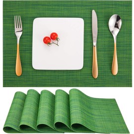 Myir Jun Set of 6 Washable Placemats, Woven, Washable, Non-Slip, Heat-Resistant, Vinyl Placemats, Washable for Kitchen, Dining Table, Hotel, Place Mats 30 x 45 cm.