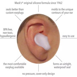 Mac 맥 베개 소프트 실리콘 이어플러그 - 6쌍 밸류 팩 수면 코골이 수영 여행 콘서트 및 공부를 위한 오리지널 Mac Earplugs Soft Silicon Ear Plugs - 6 Pairs Value Pack for Sleeping Snoring Swimming Concerts Travel and Studying Original