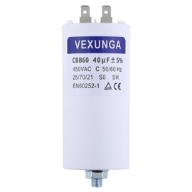VEXUNGA 40uF 450V Starting Capacitor CBB60 Capacitor 40µF 450 Volt Motor Capacitor Capacitors 50 x 106 mm Plug M8 50/60Hz for Electric Motor