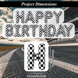 YSBJKWCF Race Car Themed Happy Birthday Banner Balloon – Black and White Checkered Racing Party Decorations, Indoor & Outdoor Supplies