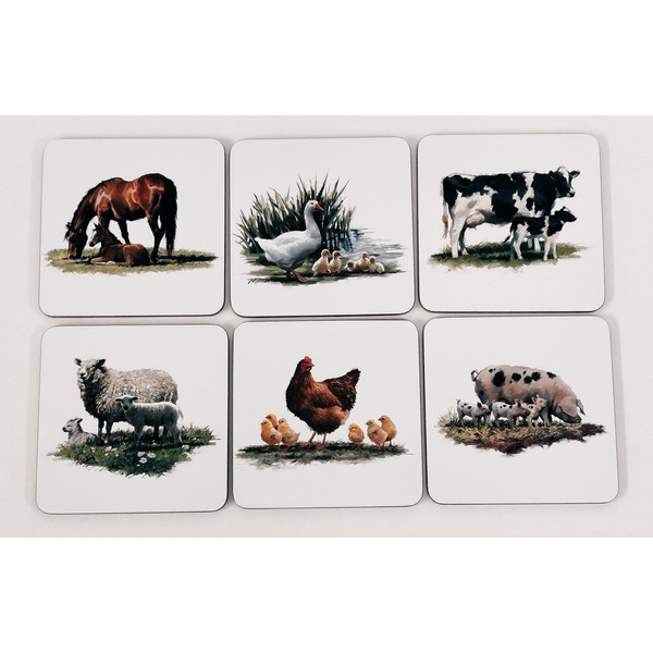 Macneil Farmyard Animals Coasters - Set of 6 (Melamine, Animal