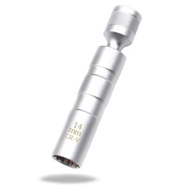 Ruibapa 14 mm Magnetic Spark Plug Socket 360 Degree Swivel Spark Plug Socket Thin Wall Socket 3/8 Inch Drive 12-Point