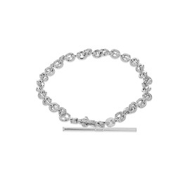 Tuscany Silver Women's Sterling Silver 31mm x 2.6mm T-Bar 4.6mm Belcher Chain Albert Clasp Bracelet 18cm/7'