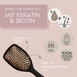 PARSA Beauty Professional Active Ingredient Brush Keratin + Biotin (Paddle Brush) - Hair Brush for Straightening and Care for Curly and Long Hair