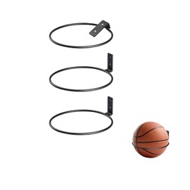 Kornnapa 3pcs Ball Holder Wall Mount，Foldable Ball Storage Rack 7 inch Basketball Holder Garage Storage for Soccer, Volleyball, Football Display Rack Balls Organizer for Gym, Playroom, Black