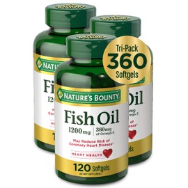 Nature’s Bounty Fish Oil, 1200mg, 360mg of Omega-3, 120 (3 Pack , 360 Total) Softgels 120 Softgels