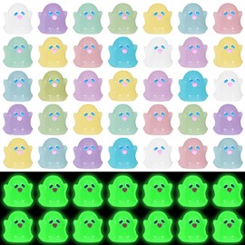 Liliful Luminous Mini Resin Ghost Cute Miniature Ghost Figurines Glow in The Dark Resin Figures Small Ghost Garden Decor Micro Miniature Statue for Outdoor House Landscape Party (48 Pcs)