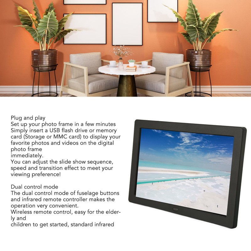 8 Inch Digital Photo Frame 1280x800 HD IPS Display Support