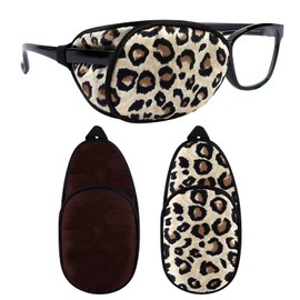 eZAKKA Eye Patches for Adults, Eye Patch for Glasses, Silk Eye Patch Medical for Lazy Eye Patches for Women Amblyopia Strabismus and After Surgery (Brown+Leopard)