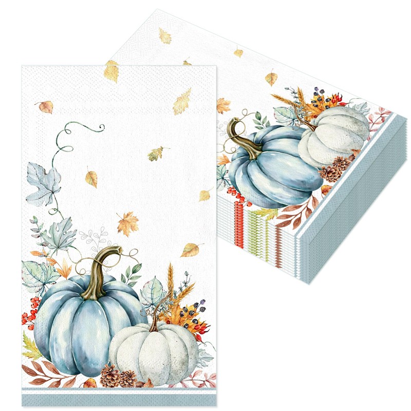 40 Pack Fall Disposable Paper Decorative Thanksgiving Leaf Pumpkin Napkins